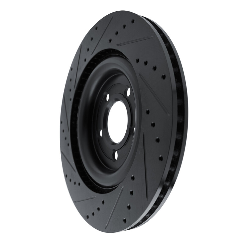 Ford Police Interceptor Utility Brake Rotor (1) - Rear Right - R1 Concepts - Drilled & Slotted - Black - `20-`25